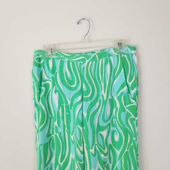 Lilly Pulitzer Cambridge Palazzo Wide Leg Pants Green Groovy Print Size S Y2K - Picture 7 of 12